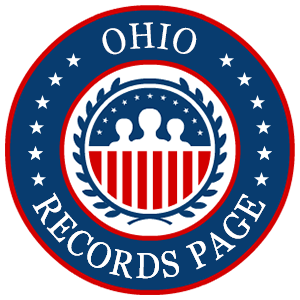 A red, white, and blue round logo with the words Ohio Records Page